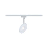 Moderner weißer LED-Spot mit runder Leuchte und verstellbarem Chrom-Stab für Schienensysteme