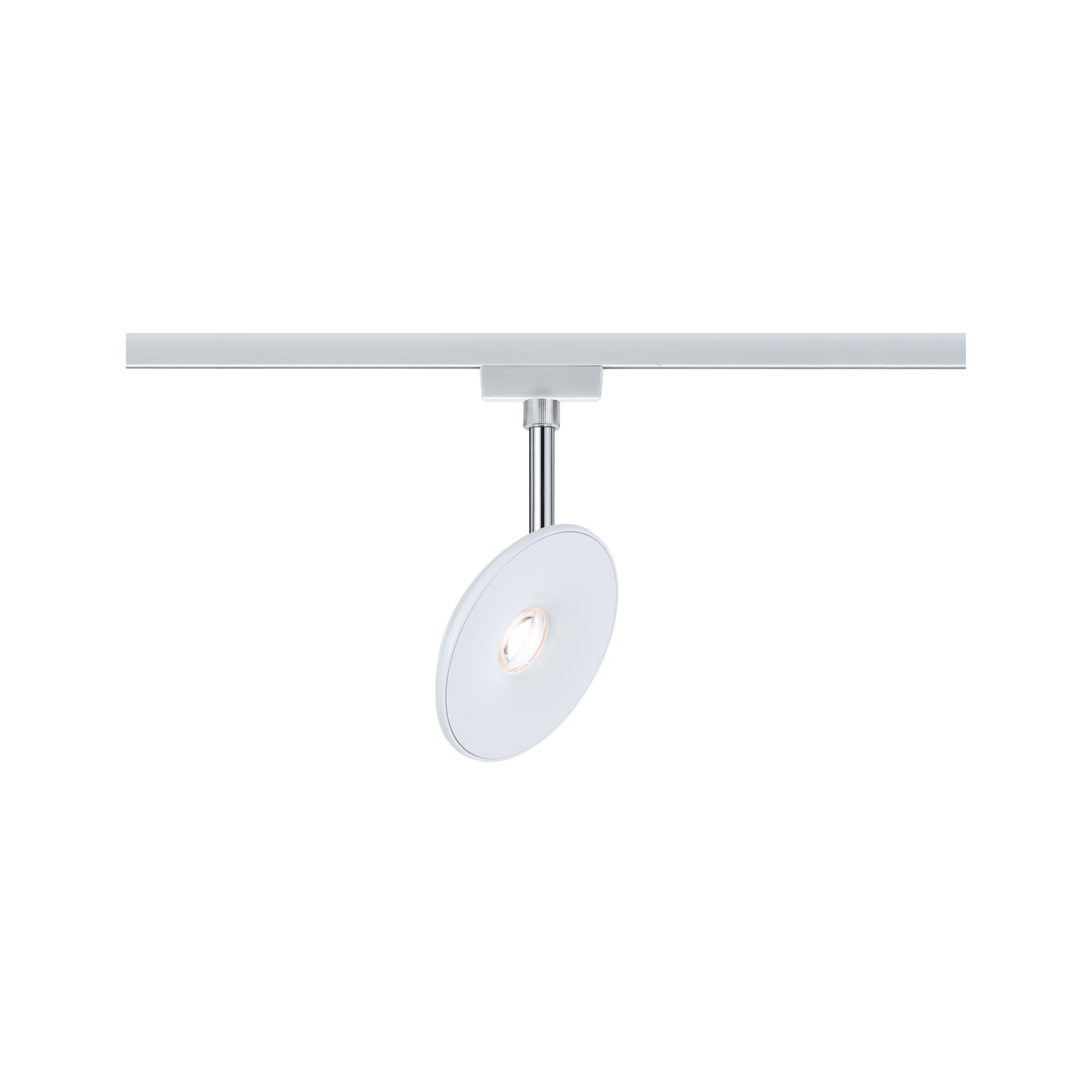 Moderner weißer LED-Deckenstrahler mit verstellbarem Kopf und Metallstange für Wohnräume