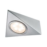 Dreieckiger Einbau-LED-Strahler aus gebürstetem Edelstahl mit warmweißem Licht für moderne Innenbeleuchtung