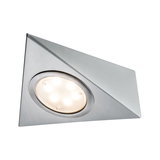 Triangular recessed LED spotlight in brushed stainless steel with warm white light for modern indoor lighting
