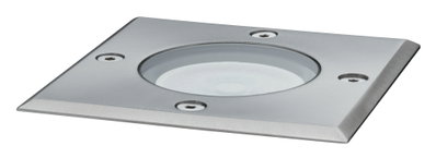 Spot LED encastré carré en acier inoxydable brossé argenté pour éclairage extérieur