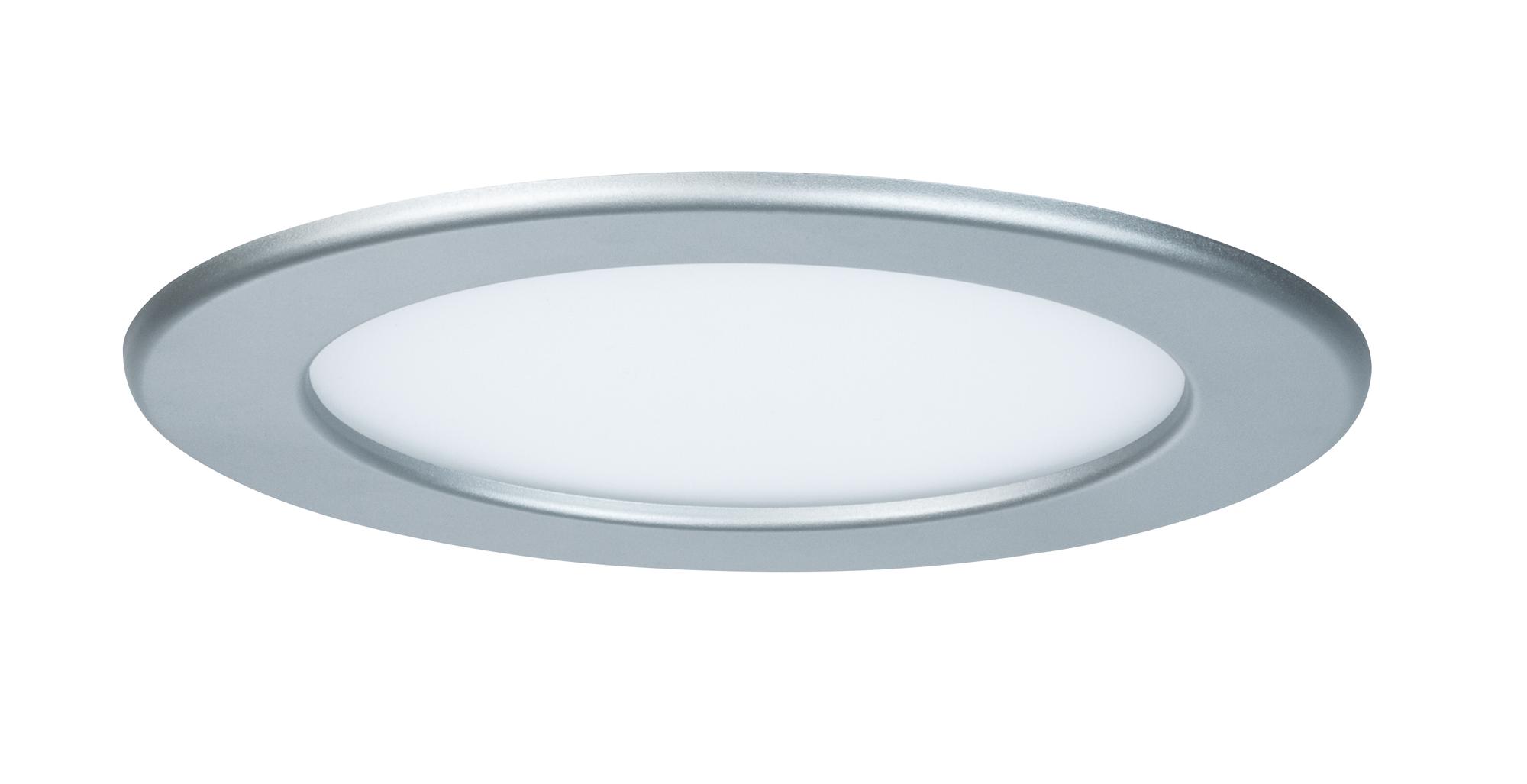 Round LED recessed panel in silver aluminum with white diffuser for energy-efficient lighting