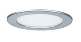 Rundes LED-Einbaupanel mit silbernem Aluminiumrahmen und weißem Diffusor für moderne Raumbeleuchtung