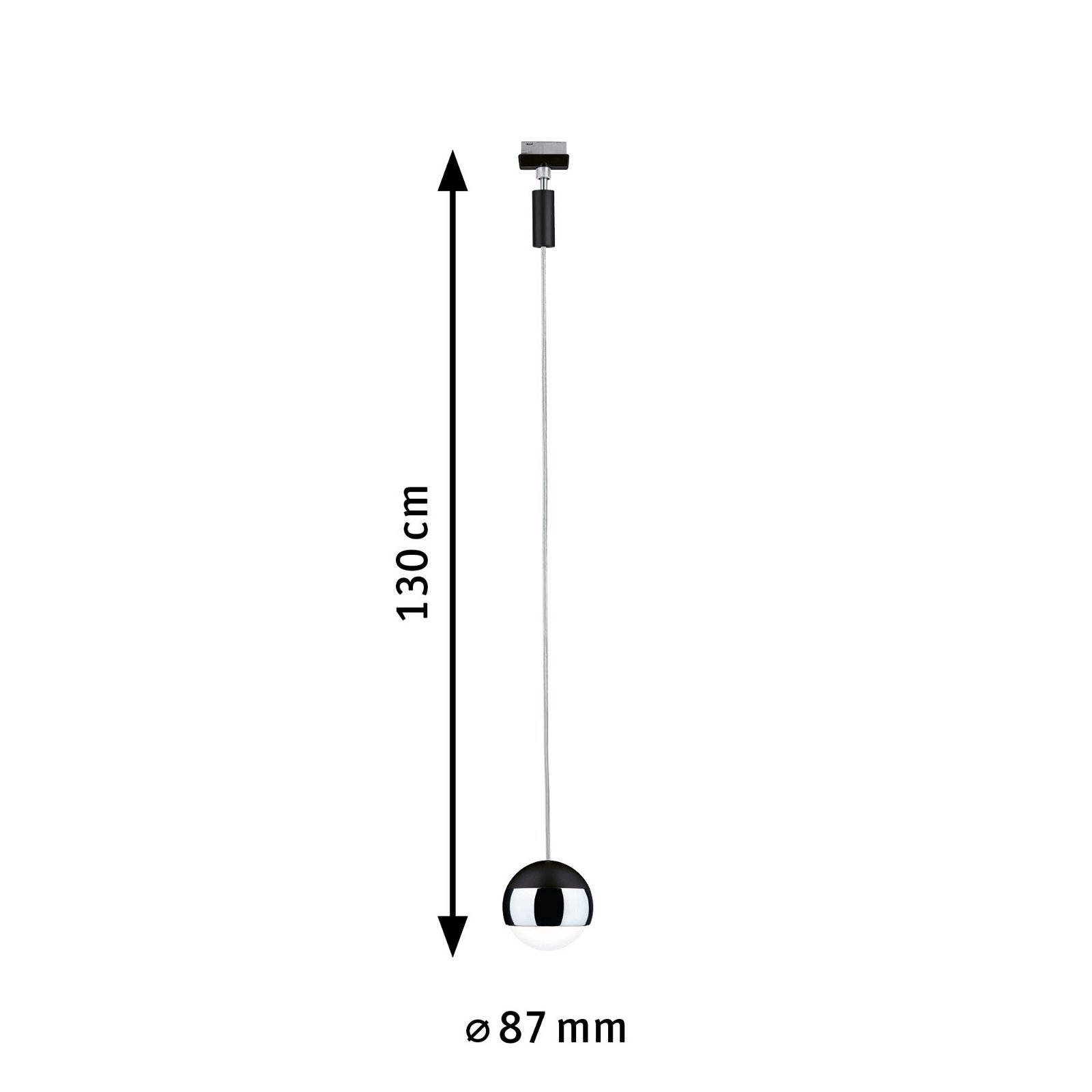 URail Suspension LED Capsule II 400lm 6,3W 2700K gradable 230V Noir mat/Chrome