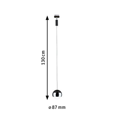 Suspension noire de 87 mm de diamètre et 130 cm de longueur, lampe LED moderne pour intérieur