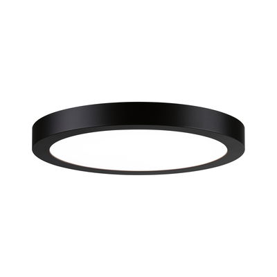 Runde LED-Deckenleuchte mit schwarzem Aluminiumrahmen und weißem Diffusor für moderne Raumbeleuchtung