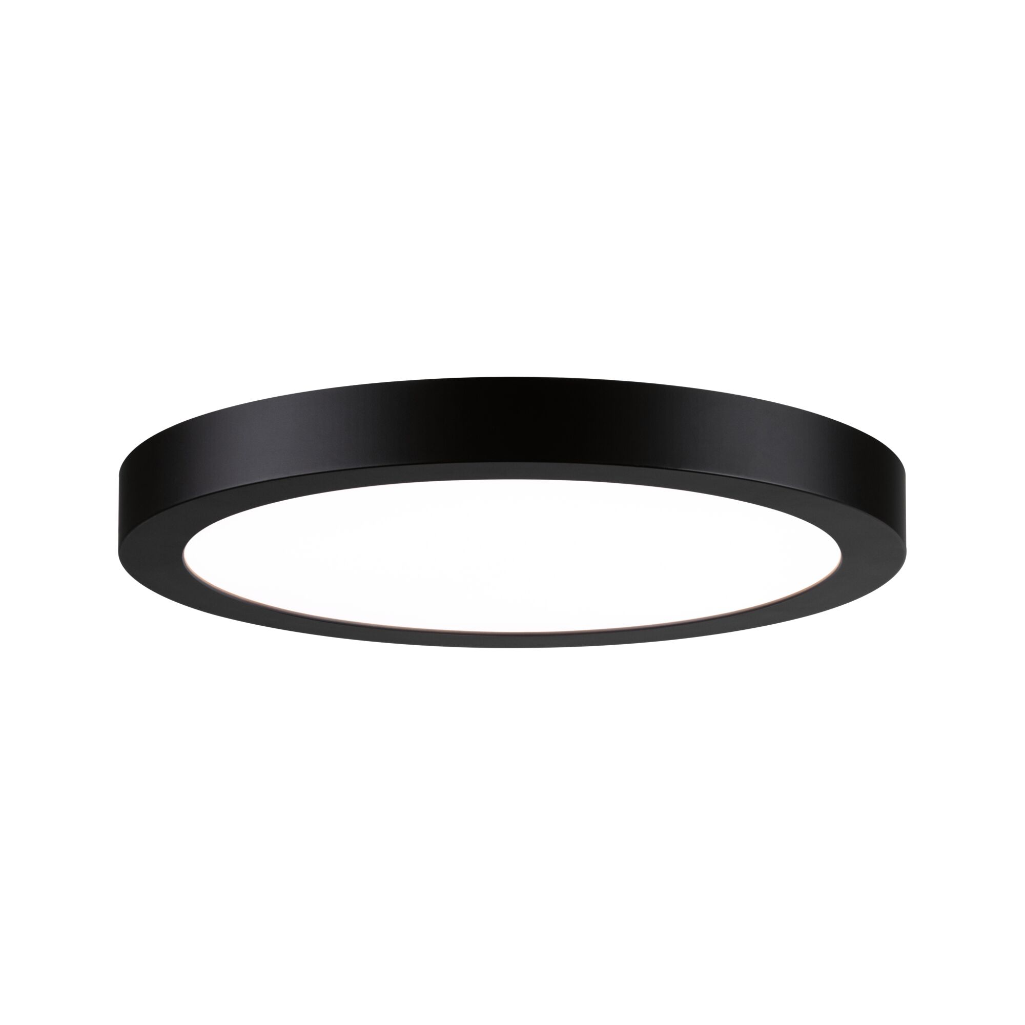 Plafonnier LED rond avec cadre en aluminium noir et diffuseur blanc pour un éclairage moderne