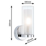 Modern chrome wall light with clear glass, 220 mm height, LED indoor lighting for home use