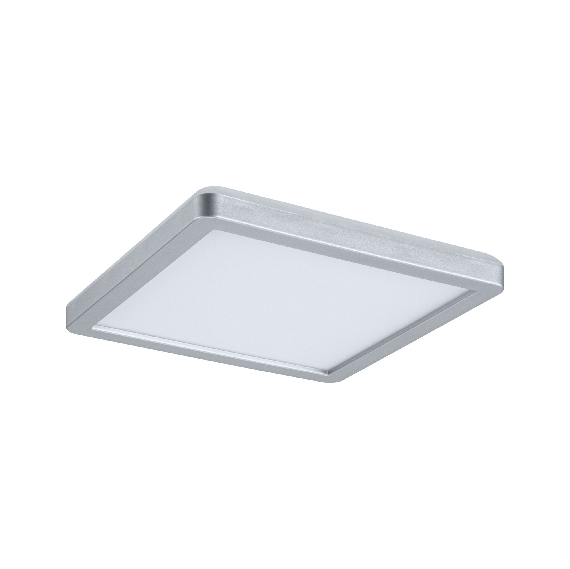 Quadratische LED-Deckenleuchte mit silbernem Aluminiumrahmen und weißem Diffusor für moderne Beleuchtung