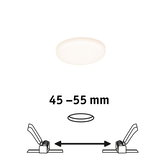 Rundes LED-Deckeneinbauleuchte mit weißem Diffusor und Einbaumaß 45-55 mm für Wohnräume