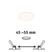 Round LED recessed ceiling light with white diffuser and 45-55 mm installation size for living spaces