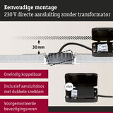 Eenvoudige montage 230 V directe aansluiting met zwarte aansluitdoos en bevestigingsveren