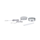 Round silver LED recessed light set with white diffuser and cable for indoor lighting solutions