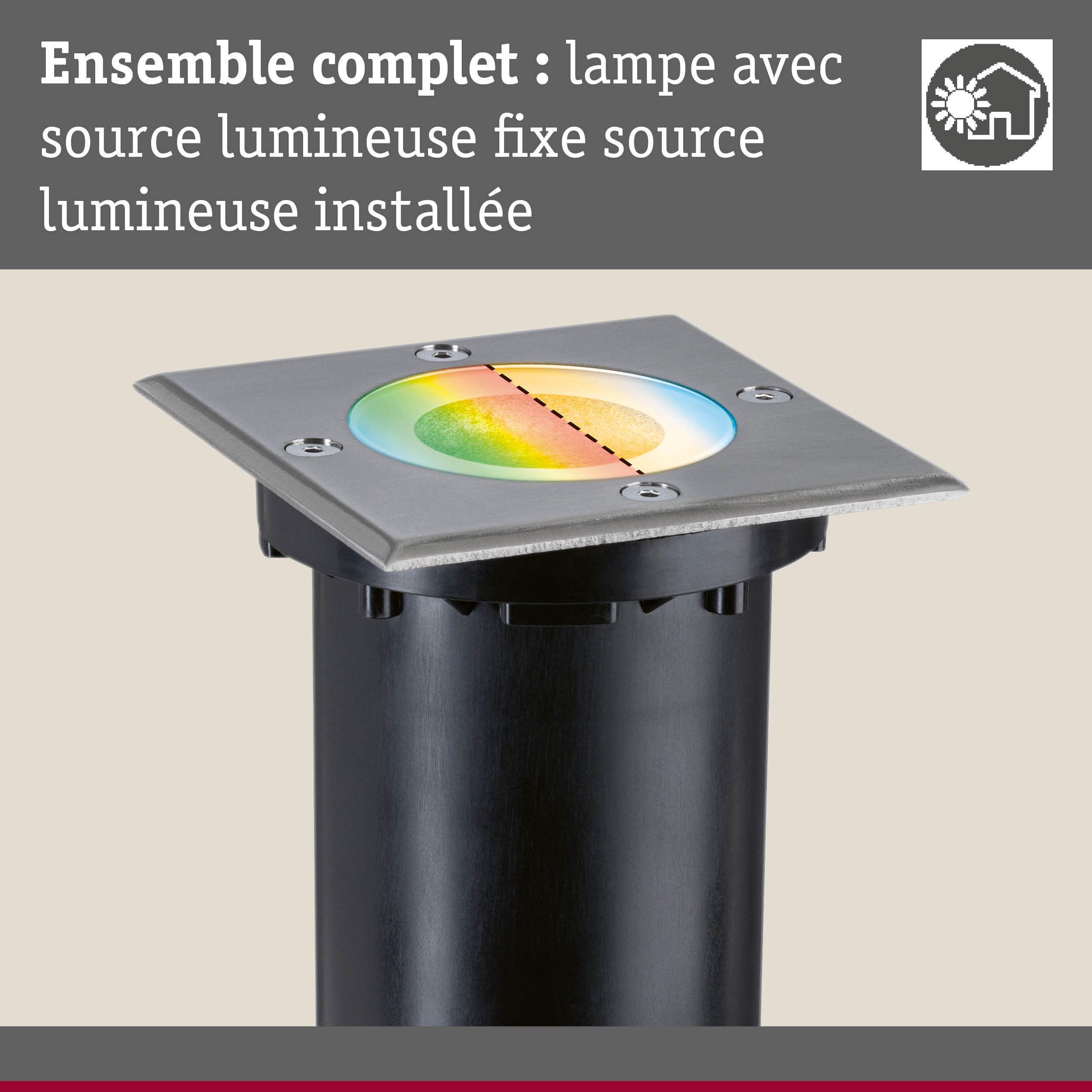 Lampe LED encastrée en acier inoxydable avec lumière changeante pour éclairage extérieur