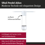 Weißer URail Pendel Aldan LED-Strahler mit höhenverstellbarem Design und scharfem Lichtkegel