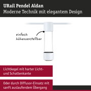 URail Pendel Aldan weiße Pendelleuchte mit modernem Design und höhenverstellbarer Aufhängung