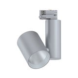 Moderner grauer LED-Spot aus Metall mit verstellbarem Kopf für flexible Beleuchtung