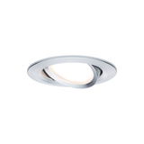 Round brushed aluminum spotlight in silver with adjustable LED light for ceiling installation