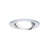 Round brushed aluminum spotlight in silver with adjustable LED light for ceiling installation