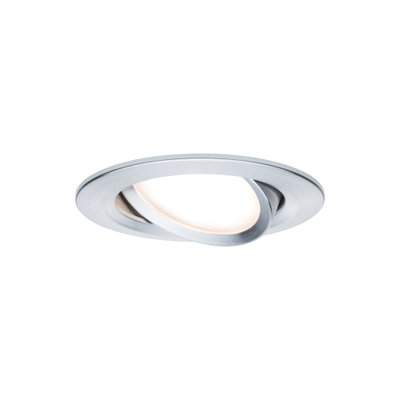 Spot rond en aluminium brossé argenté avec lumière LED orientable pour montage au plafond