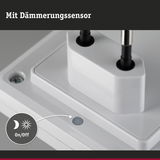 Weißes Kunststoffgehäuse mit Dämmerungssensor für automatisches Ein- und Ausschalten der Beleuchtung