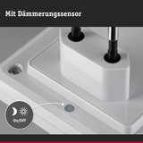 Weißes Kunststoffgehäuse mit Dämmerungssensor für automatisches Ein- und Ausschalten der Beleuchtung