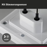 Weißes Kunststoffgehäuse mit Dämmerungssensor für automatisches Ein- und Ausschalten der Beleuchtung