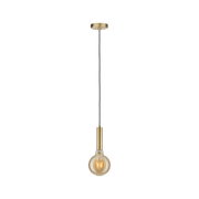 Moderne Pendelleuchte aus Messing mit schwarzem Kabel und warmweißem Glühbirnenlicht für Wohnräume
