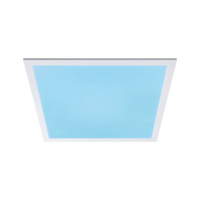 Quadratische LED-Deckenleuchte mit weißem Rahmen und blauem Licht für moderne Raumbeleuchtung