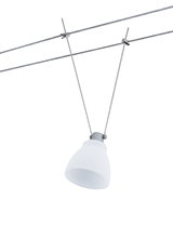 Projecteur sur câble moderne avec verre blanc et support en acier inoxydable pour éclairage flexible