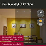LED Downlight 3-Step-Dim Nova Coin Rigid IP44 round 78mm Coin 6W 470lm 230V dimmable 2700K Brushed iron