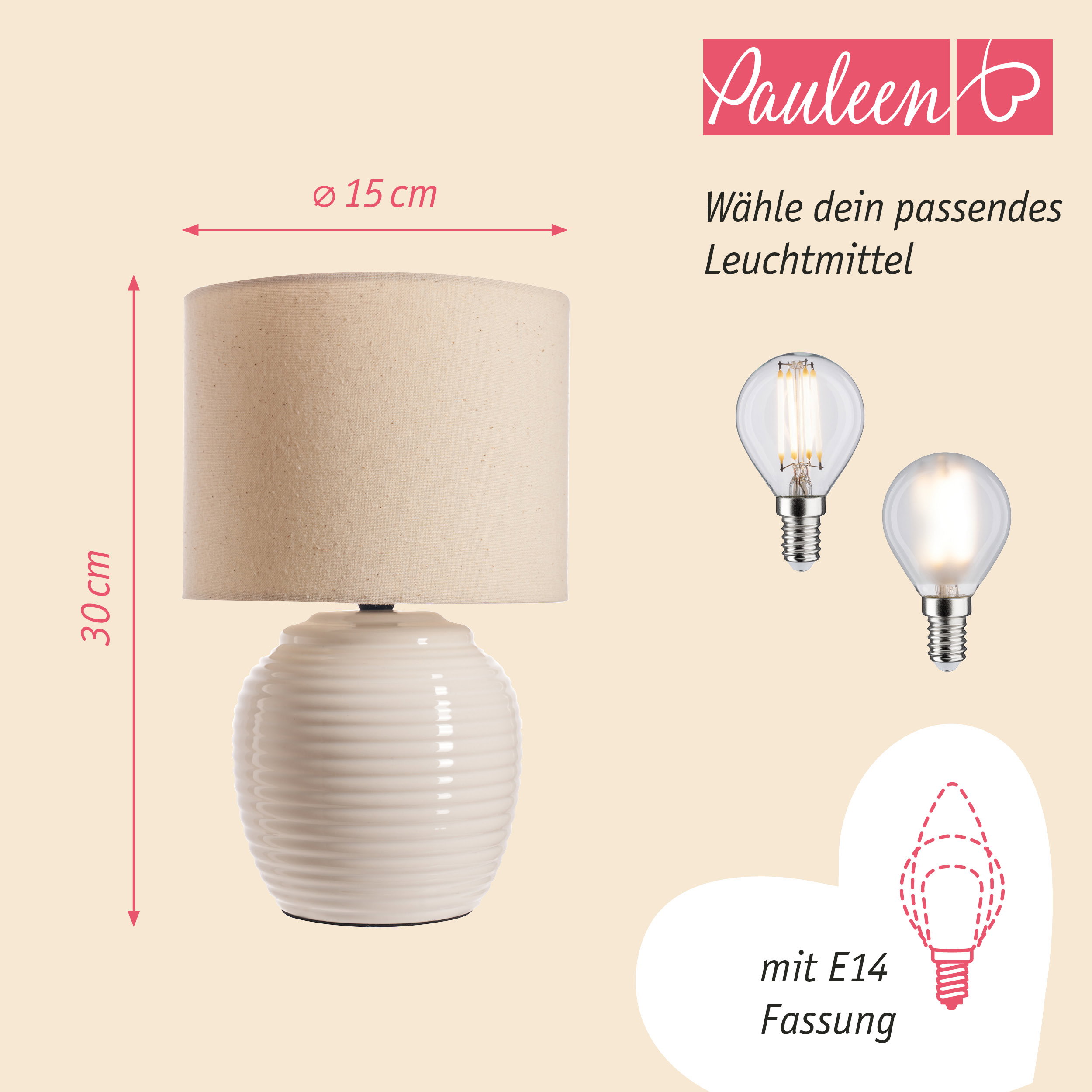 Paulmann Pauleen Tischleuchte Lovely Charm E14 max. 20W Beige/Creme