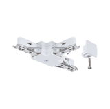 Connecteur d'angle en plastique blanc avec clips métalliques et vis pour éclairage sur rail LED