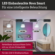 LED Einbauleuchte Nova Smart in Weiß mit schwarzem Anschlusskabel für intelligente Beleuchtung im Bad