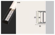 Profil LED en aluminium noir avec couverture mate et dimensions 23x15 mm pour bande LED