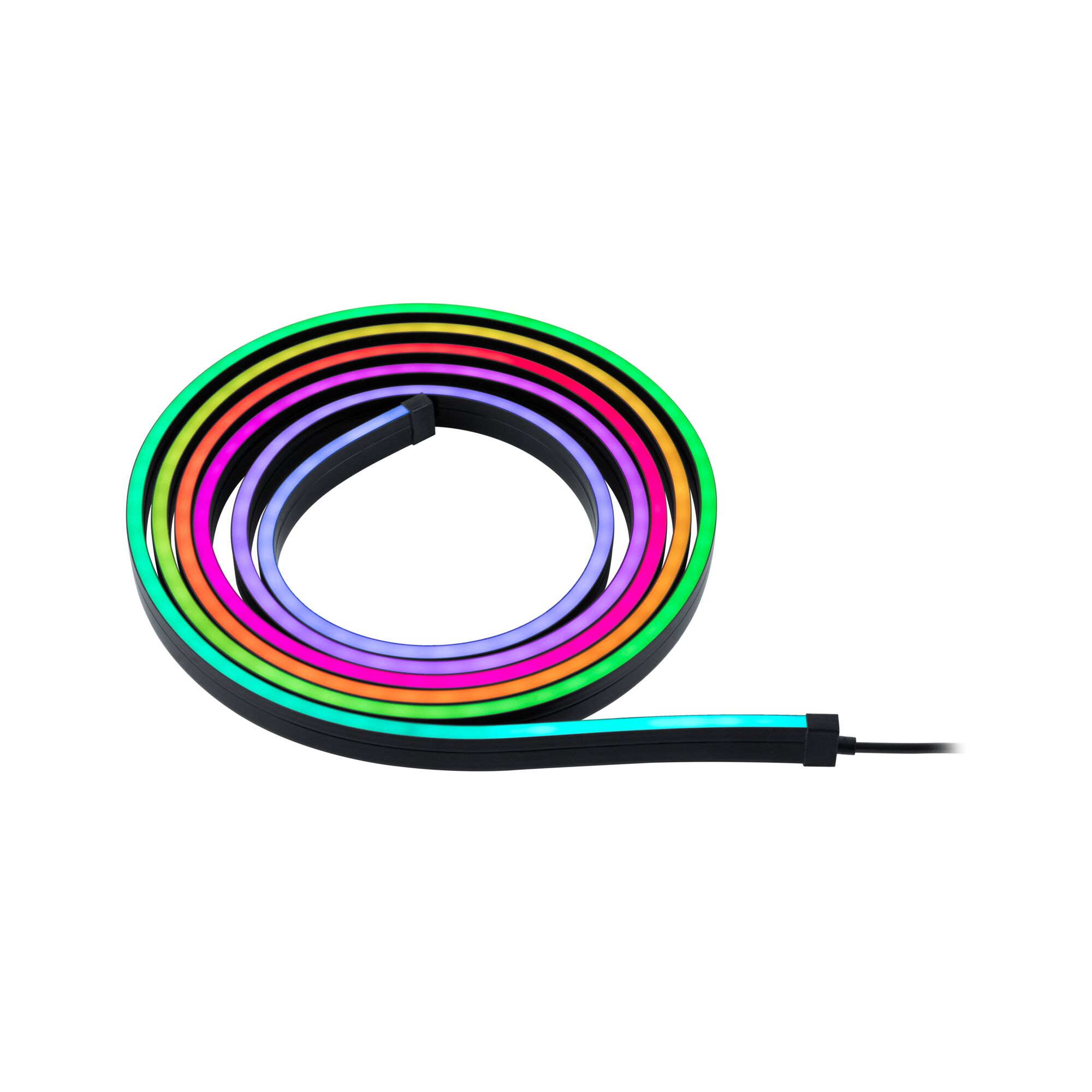 Colorful LED light strip with black casing, flexible and multicolor for modern room lighting