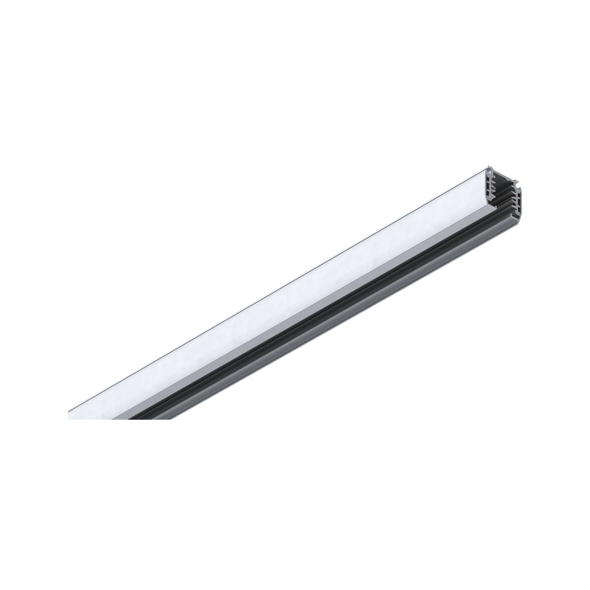 Profilé aluminium argenté long avec diffuseur blanc pour bandes LED, solution d'éclairage moderne