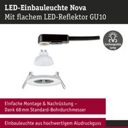LED-Einbauleuchte Nova mit flachem GU10 LED-Reflektor und weißem Aludruckgussrahmen