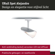 URail Spot Alejandro zilveren LED-spot met diffuser en praktische geheugen- en resetfunctie