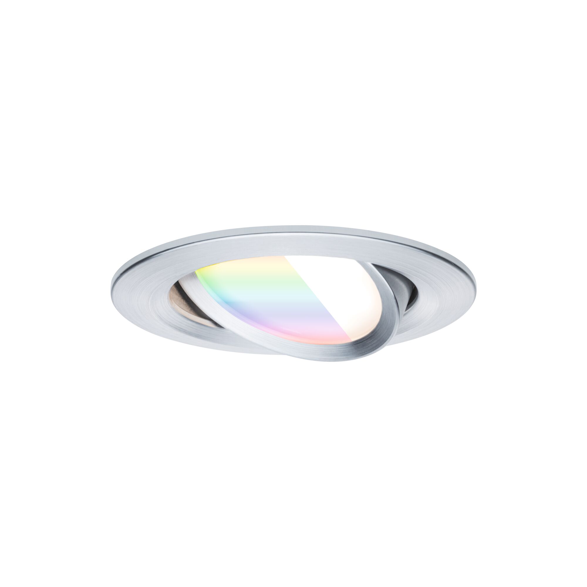 Ronde inbouwspot van geborsteld aluminium met verstelbare RGB-led en kleurwisselfunctie