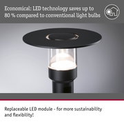 Black LED outdoor light with glass housing and energy-saving technology for sustainable lighting solutions