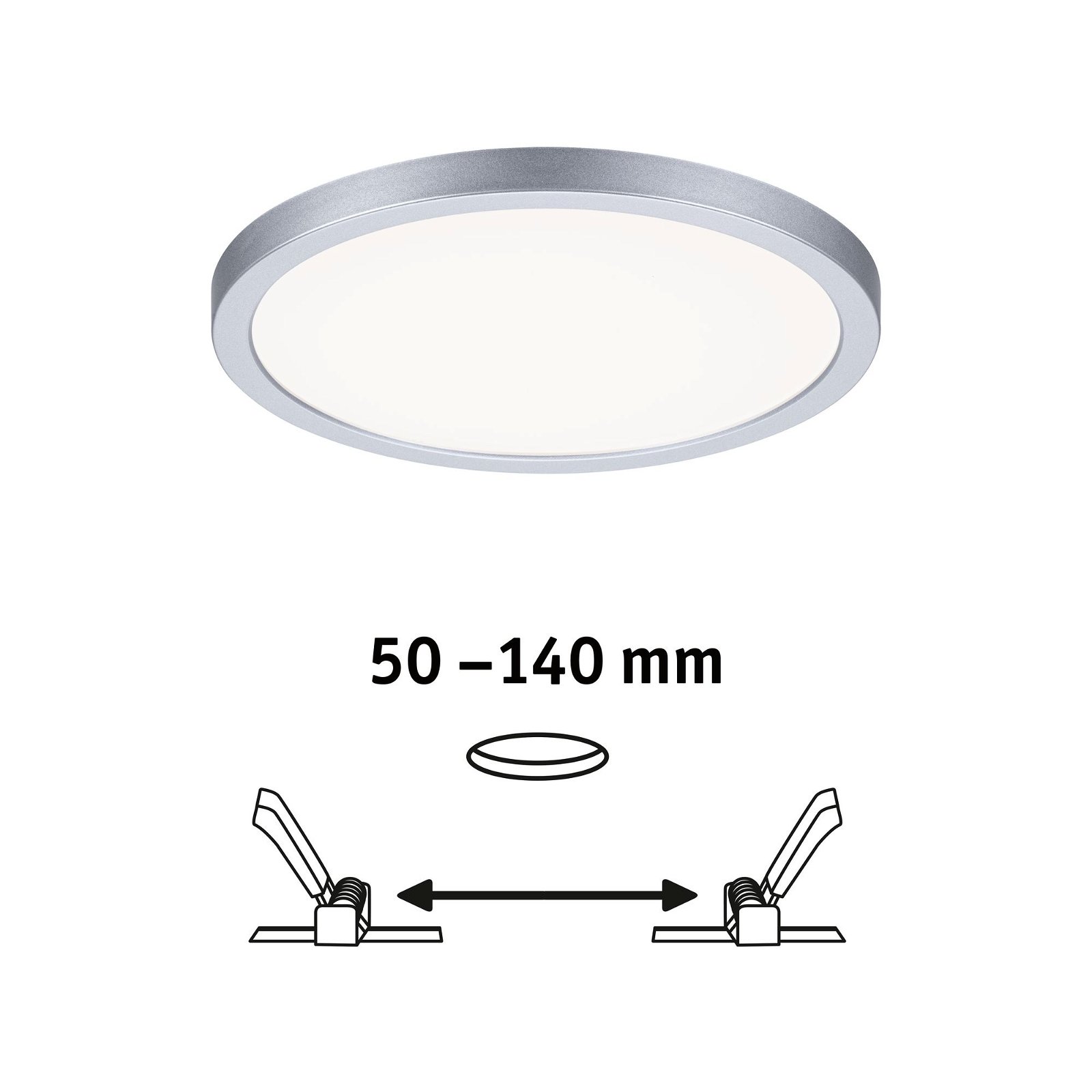 VariFit LED-indbygningspanel 3-Step-Dim Areo IP44 rund 175mm 13W 1200lm 4000K Krom mat dæmpbar