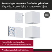 Witte magnetische montageplaat met schroeven en plakstrip voor flexibele wandmontage