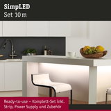 SimLED 10 m LED-Lichtband Set in Weiß, inklusive Netzteil und Zubehör für moderne Küchenbeleuchtung