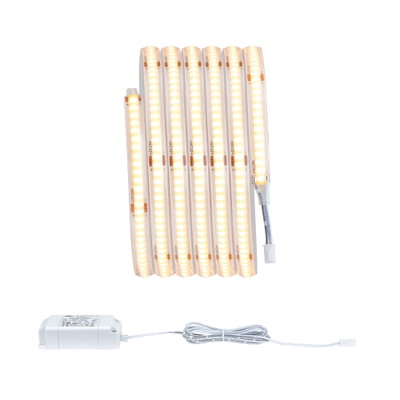 Flexible warm white LED strip with white power supply for versatile lighting applications