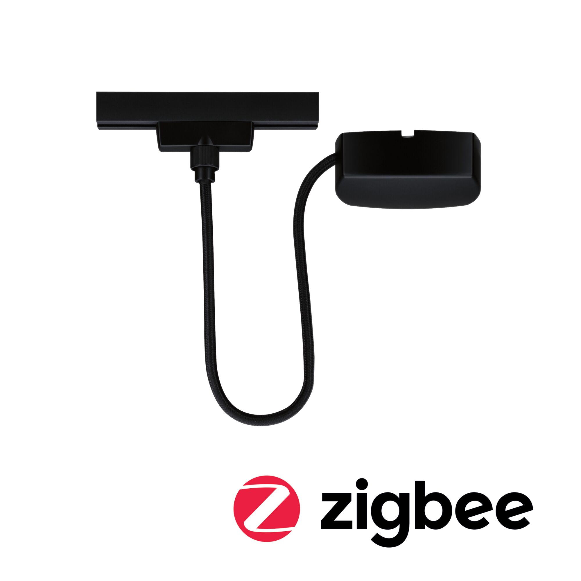URail Einspeisung Zigbee 3.0 Kabel 1m max. 100W Schwarz matt Schwarzes Zigbee-Verbindungskabel mit zwei rechteckigen Anschlüssen für smarte Beleuchtungssysteme