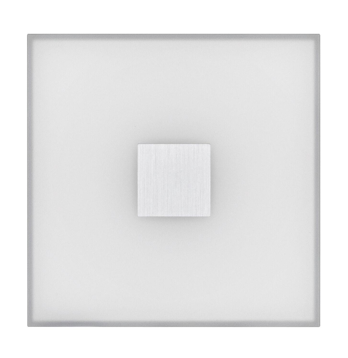 Vierkante plafondlamp van matglas met zilverkleurig aluminium middenstuk voor moderne verlichting