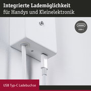 Weiße Wandhalterung mit integriertem USB Typ-C Ladeanschluss für Handys und Kleingeräte