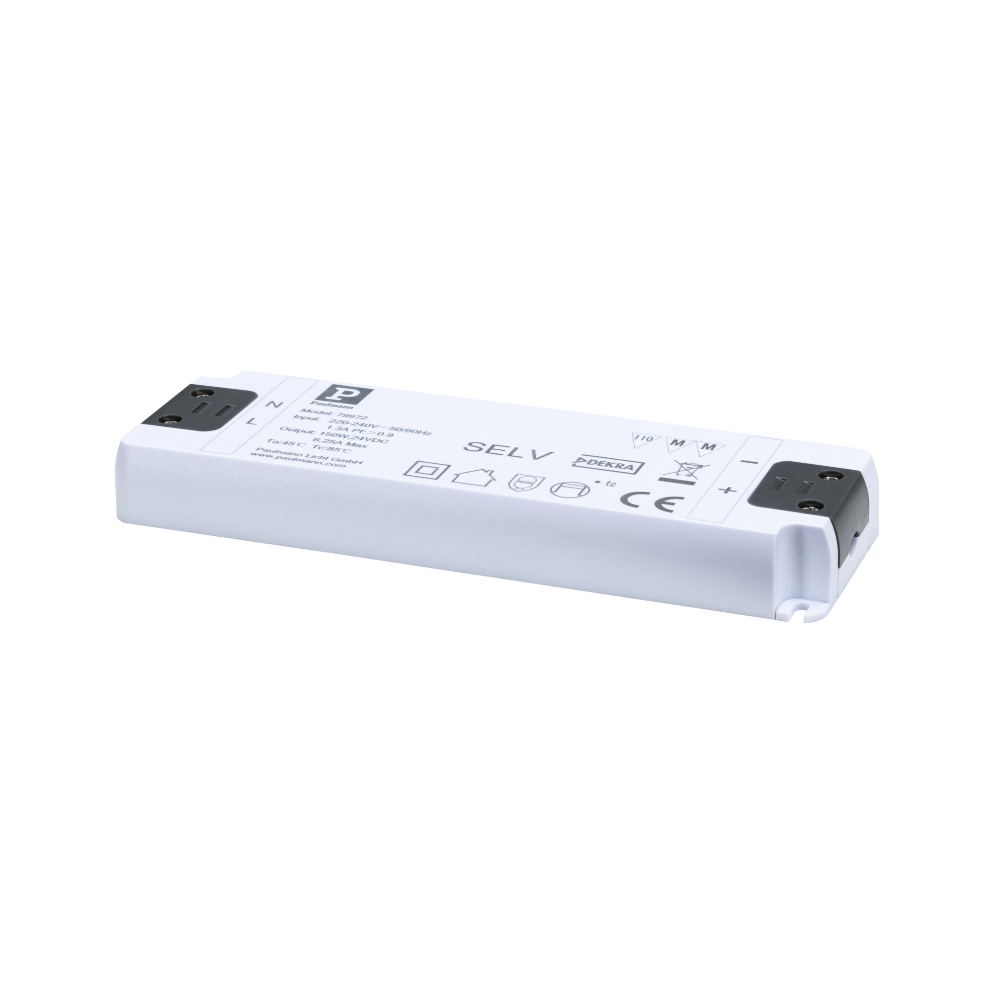 Pro Strip Power Supply Accessories 230/24V 150VA White White plastic LED power supply with terminal connectors, energy-efficient LED driver for lighting