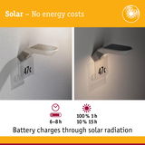 White solar-powered wall light with house number 47c, battery charges 6-8 hours via solar radiation